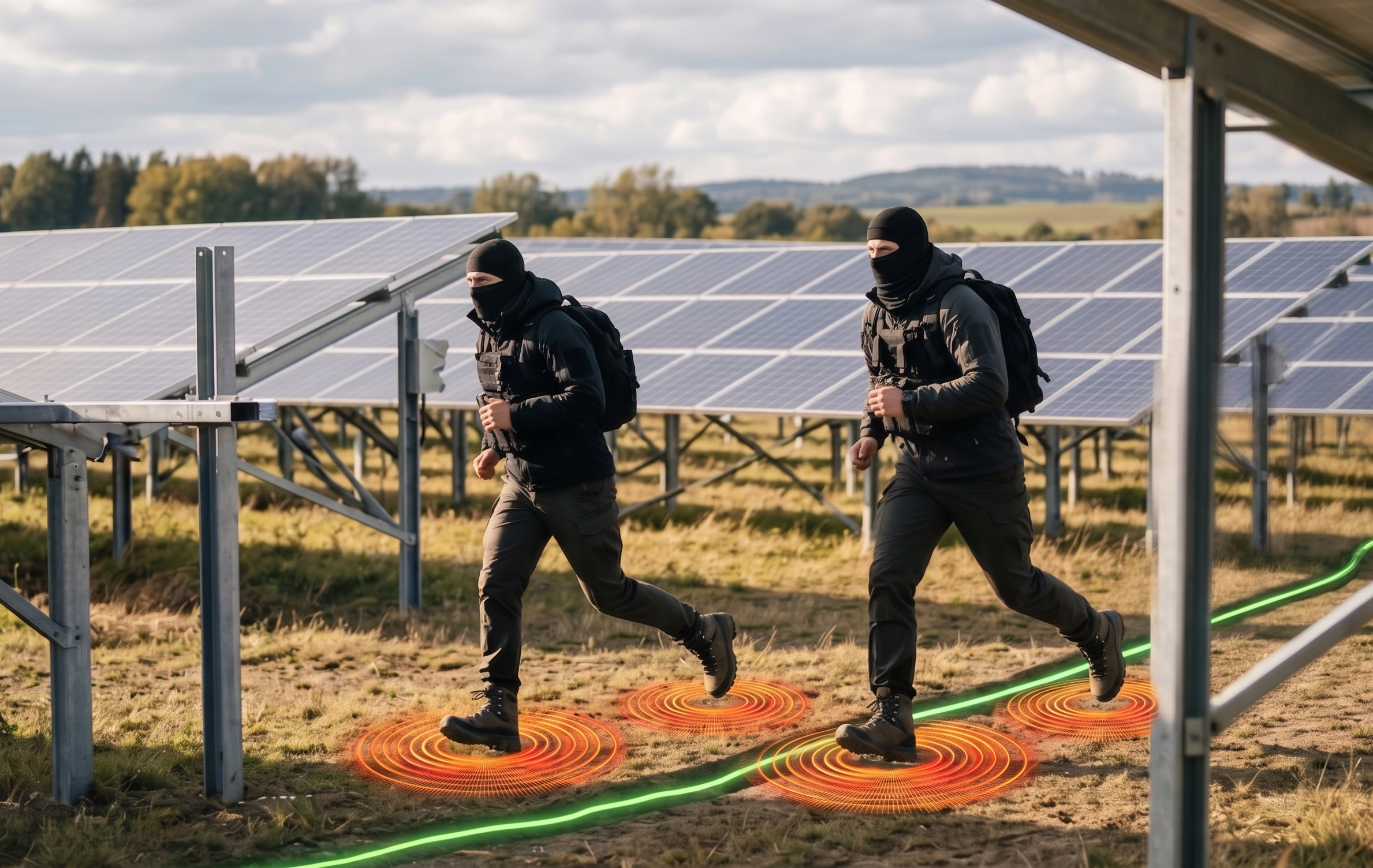Nášlapný perimetrický detekční systém ve fotovoltaickém areálu