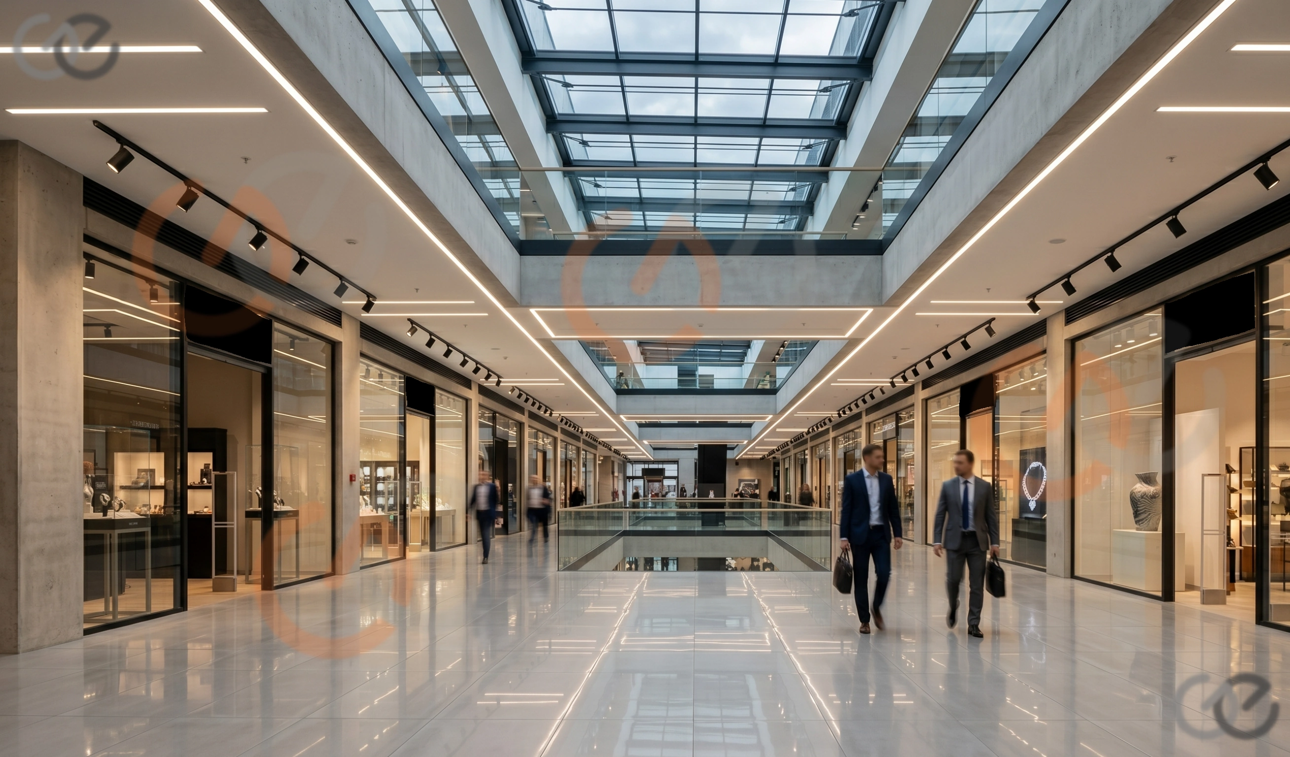 LED osvětlení obchodního centra, pasáží a komerčních prostor